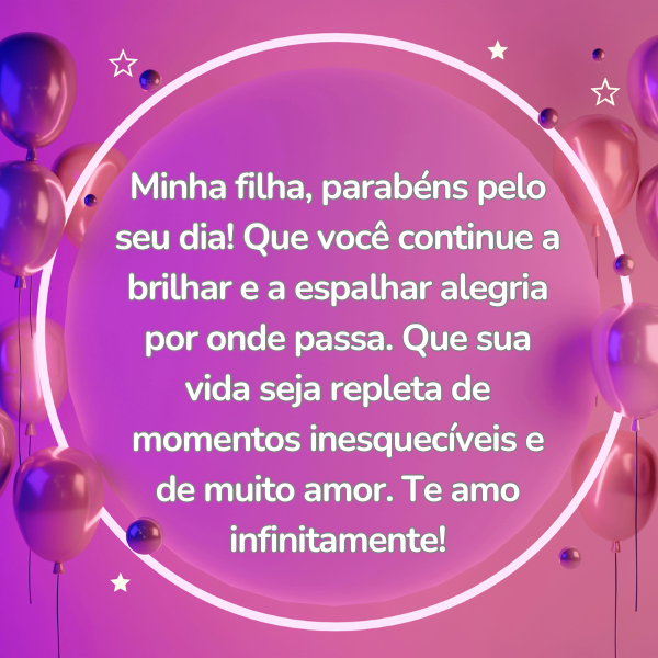 mensagem de aniversário para filha