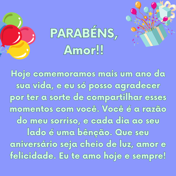 mensagem de aniversário para namorada