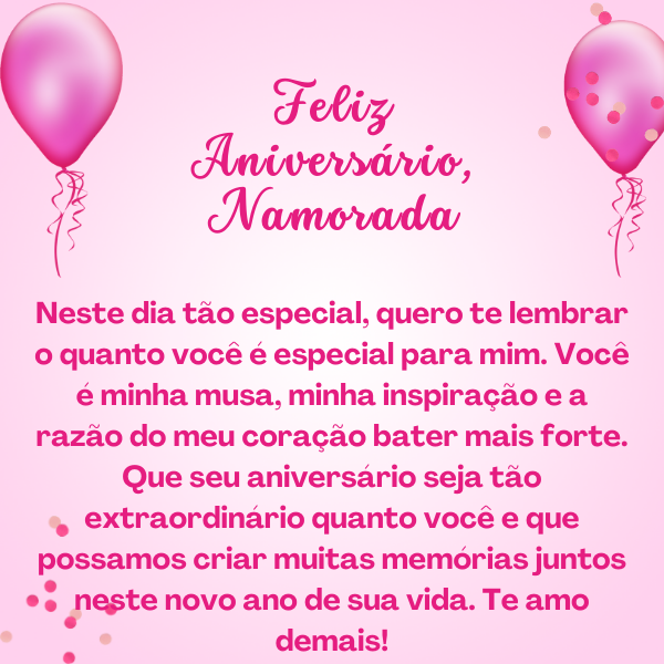 mensagem de aniversário para namorada