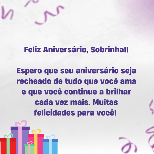 mensagem de aniversário para sobrinha