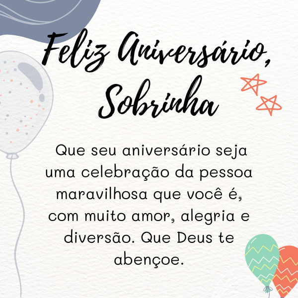 mensagem de aniversário para sobrinha